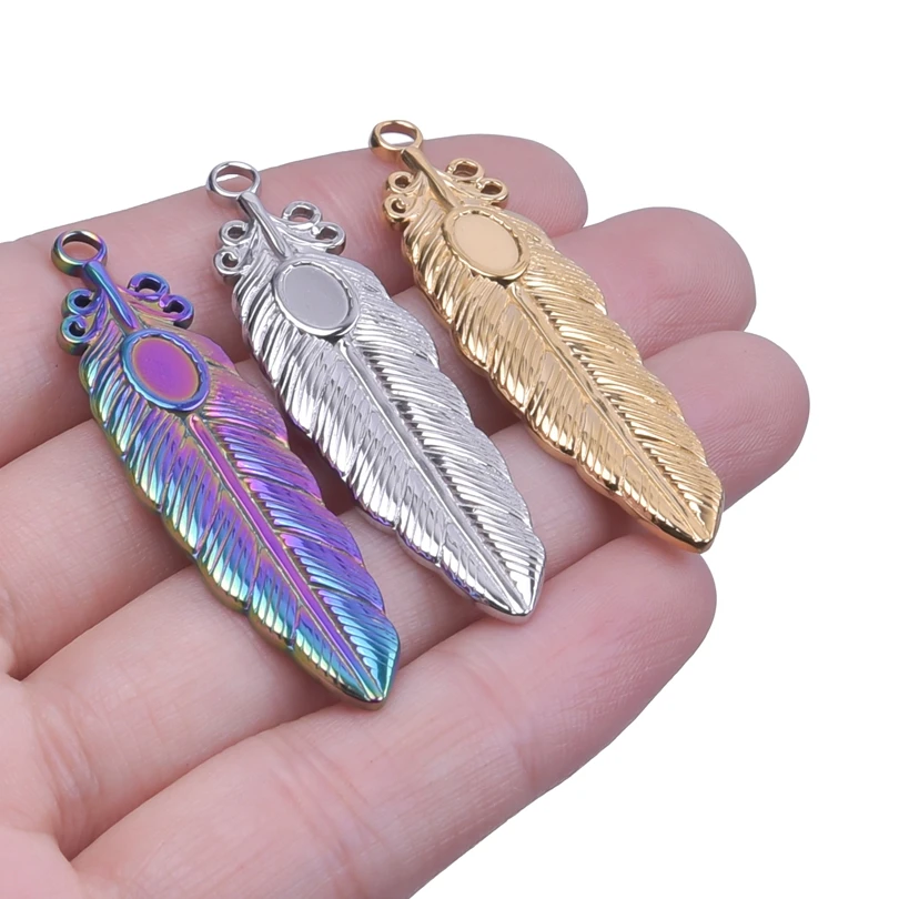 

6Pcs Stainless Steel Silver Color Feather Leaves Charms Pendant for DIY Earring Necklace Jewelry Making DIY Handmade Accessories