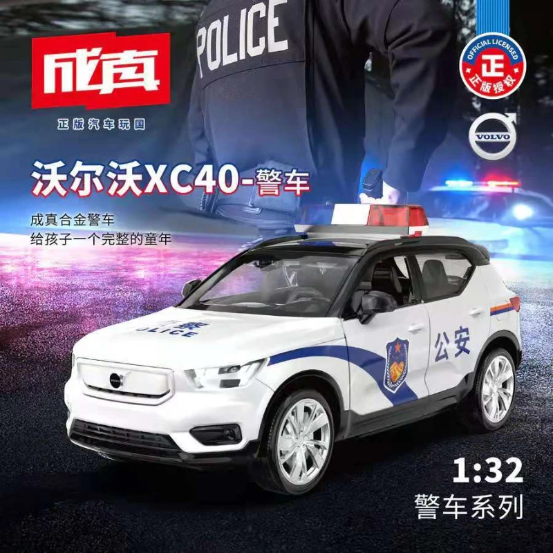 

1:32 VOLVO XC40 Police High Simulation Model Alloy Die Cast Metal Pull Back Sound Light Toys For Children Gift Collection F184