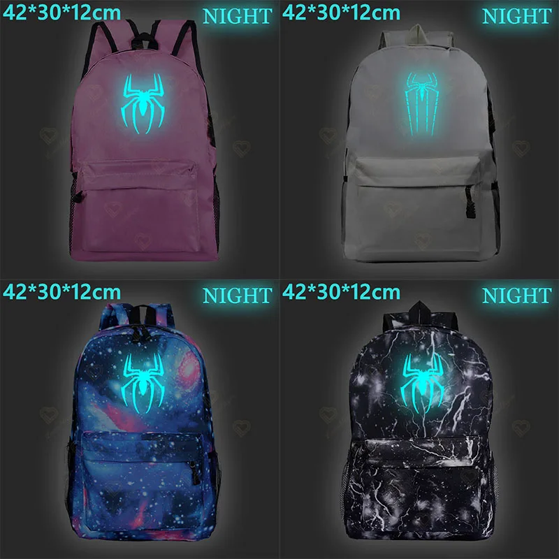 

Disney Luminous Backpack Spider Hero Print Teenager Laptop Canvas School Bag Multifunctional High Quality Student Backpacks