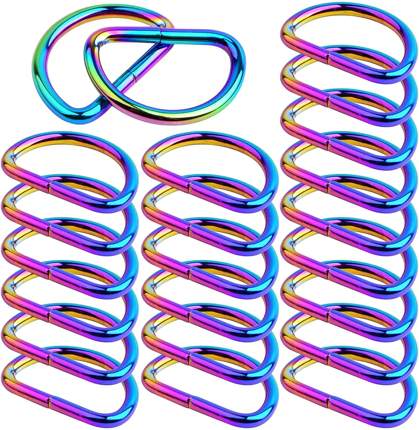 

Металлическая полукруглая многофункциональная пряжка с D-образными кольцами 20 шт., аксессуары «сделай сам» для сумок, кошельков, рюкзаков, ремней, одежды, шитья, радужного цвета