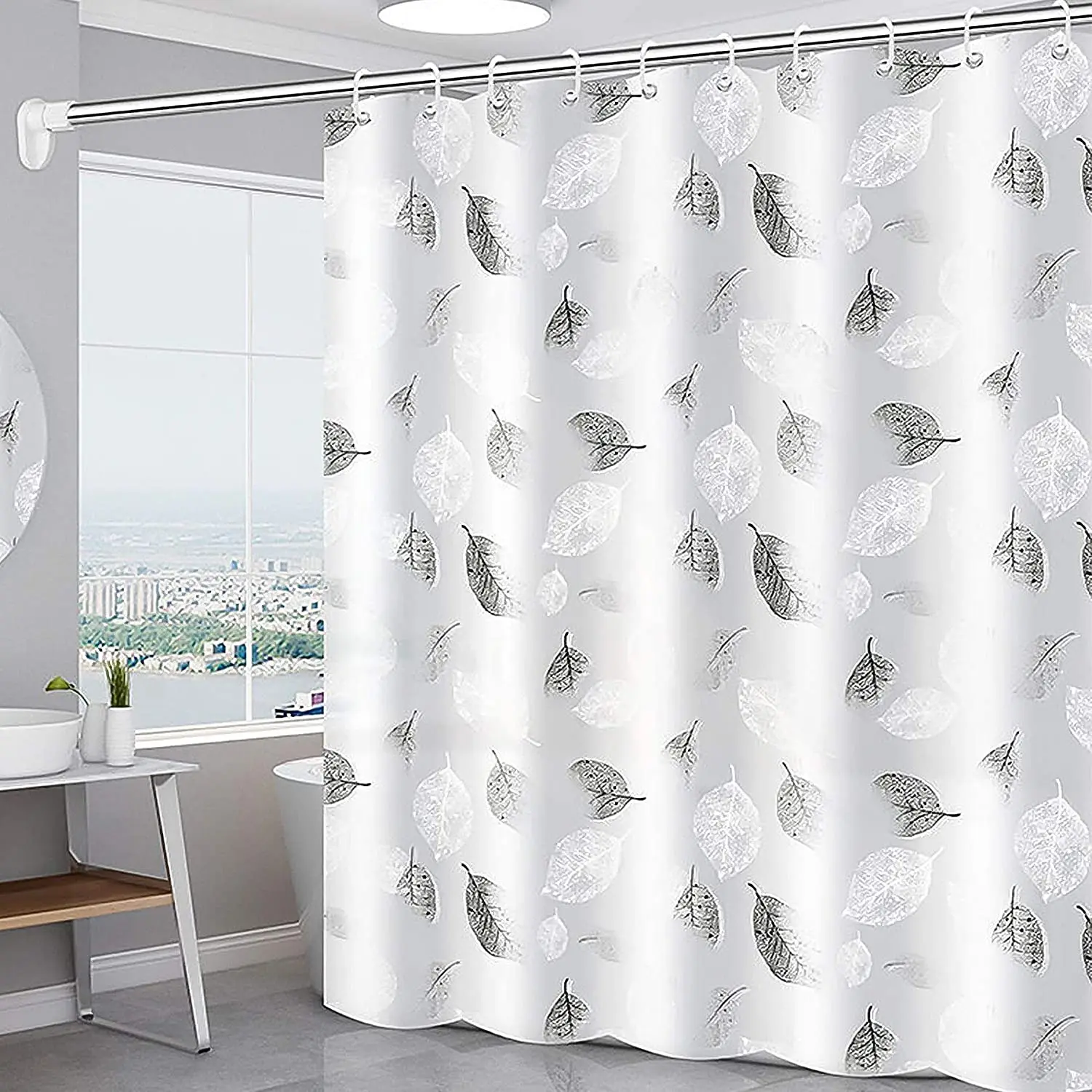 Shower Curtain with 10 Hook Waterproof Shower Bathtub Shower Curtain Washable Extra Long Curtains Bathroom
