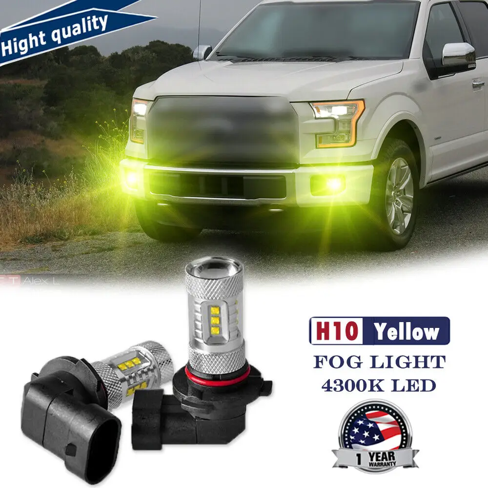 New H10 9140 80W 2000LM 16-SMD LED Fog Light Bulbs Yellow For Ford F-150 2006-17