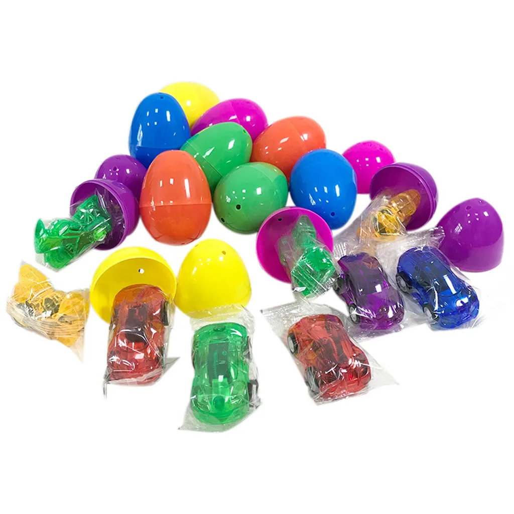 

12PCS Easter Eggs Filled With Mini Dinosaurs And Mini Car Hot Dots Kindergarten 5mm Magnet Ball Black