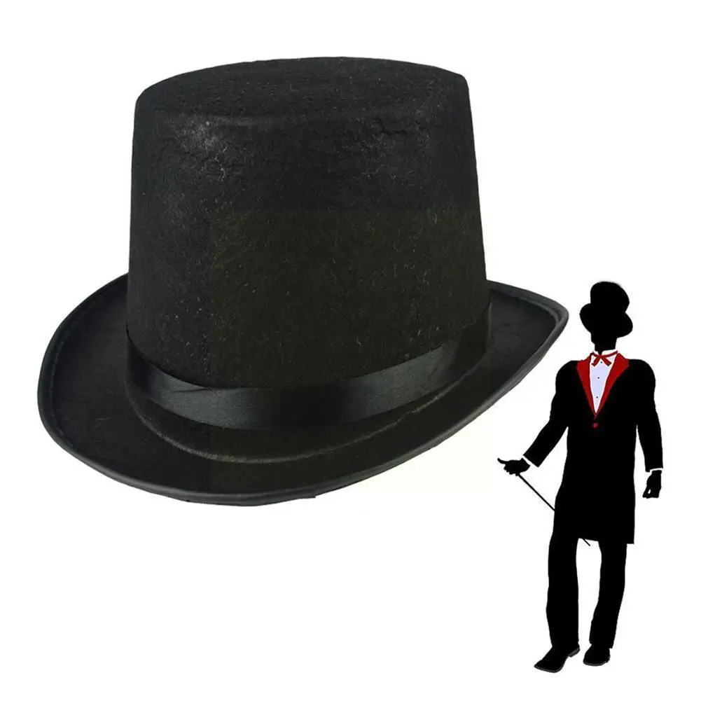 

Retro Top Hat Magician Black Color Hat Costume Cosplay Props Role Circus Supplies Ringmaste Party Halloween Play Steampunk