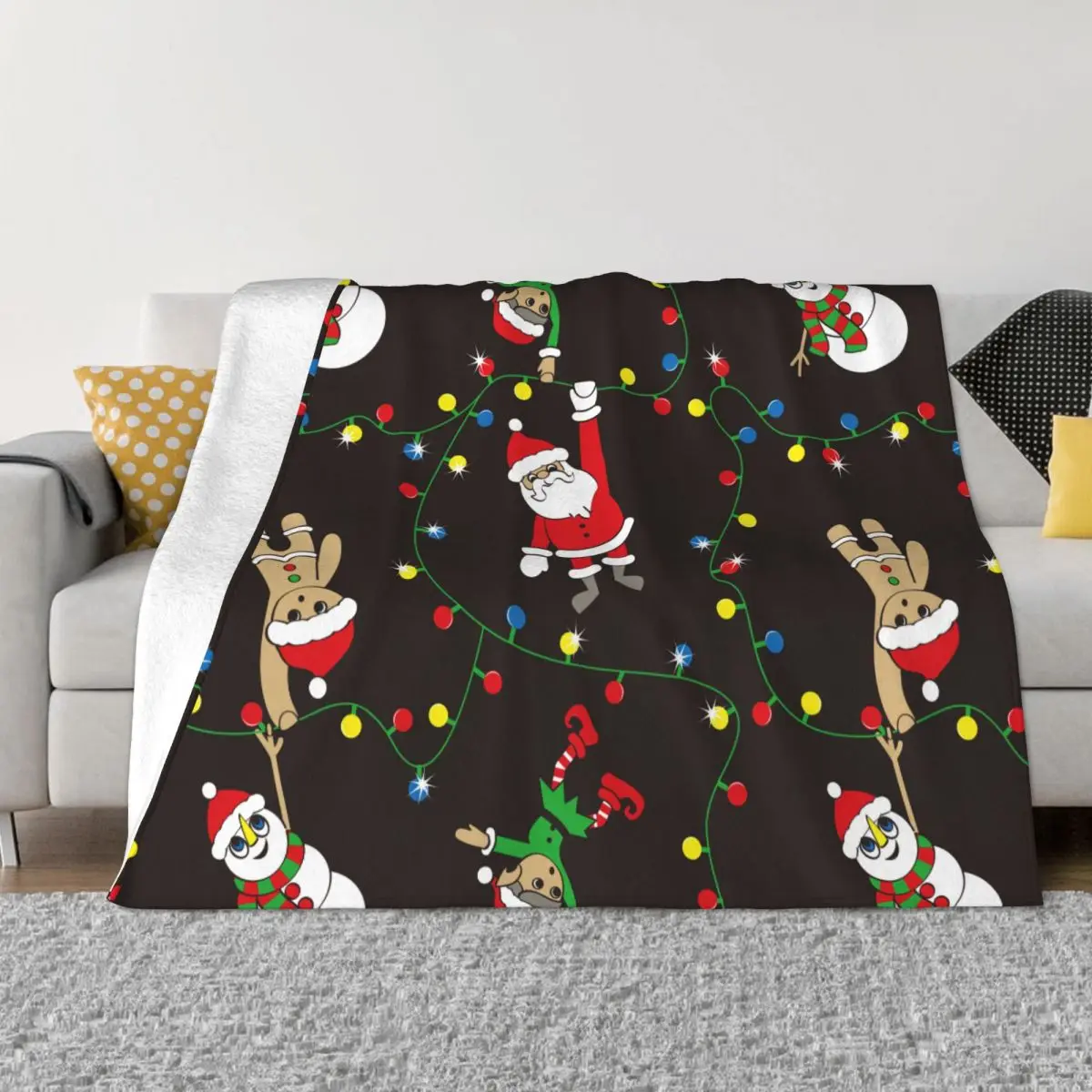 

Рождественские одеяла с Санта Клаусом, коралловый флис, плюшевый эльф, снеговик и печенье, подвесные одеяла для дивана, тонкое одеяло для ав...