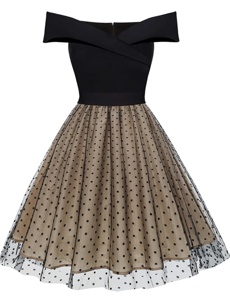 

2022 вечерние сетчатые платья с открытыми плечами, вечерние платья для женщин, элегантное платье 50s, винтажное Сетчатое плиссированное платье...