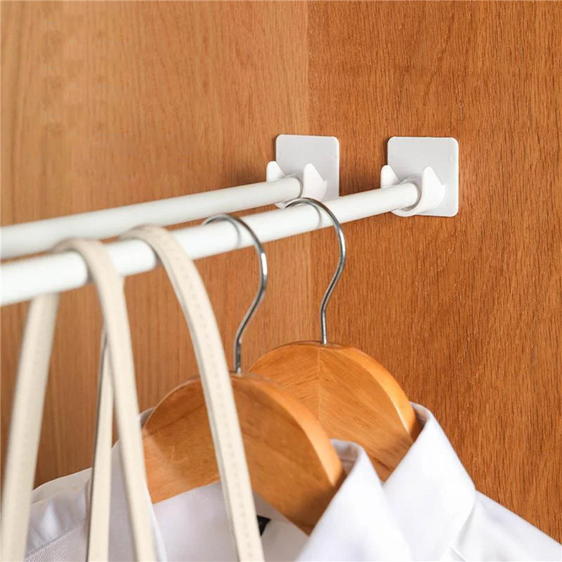 

2pcs/set Strong Curtain Rod Bracket Holders Hooks Self-adhesive Rod Holder Clothes Rail Bracket Toilet Bathroom Accessories