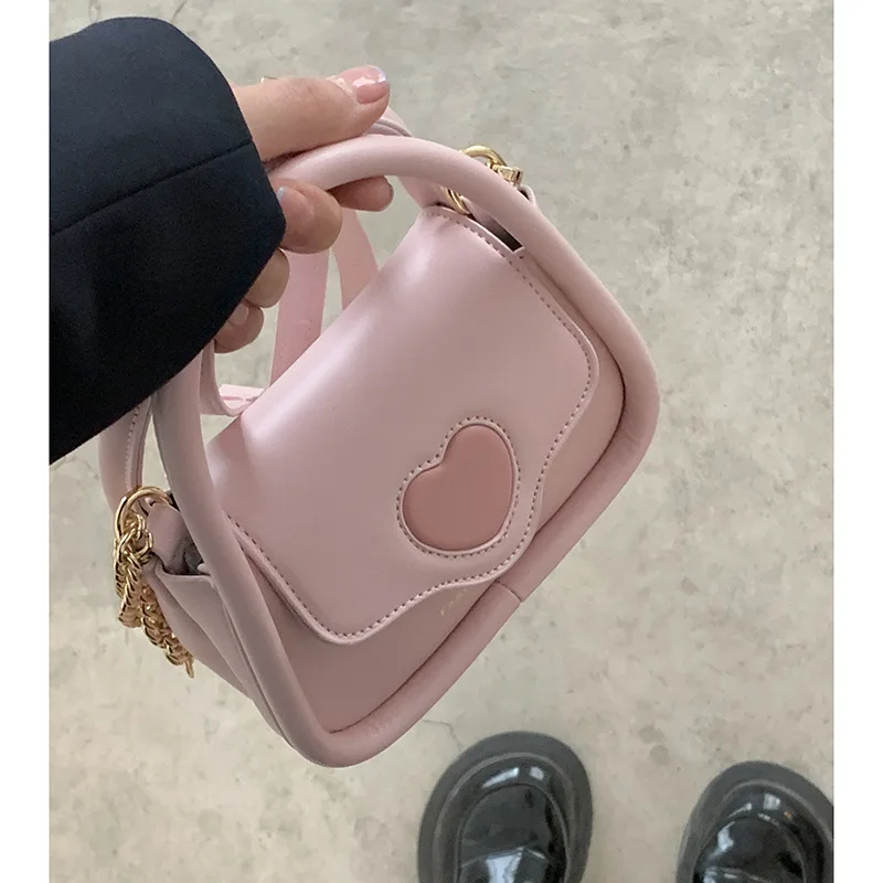 

2022 Korean version new girl style handbag love lock small square bag fashion trend chain Single Shoulder Messenger Bag Handbag