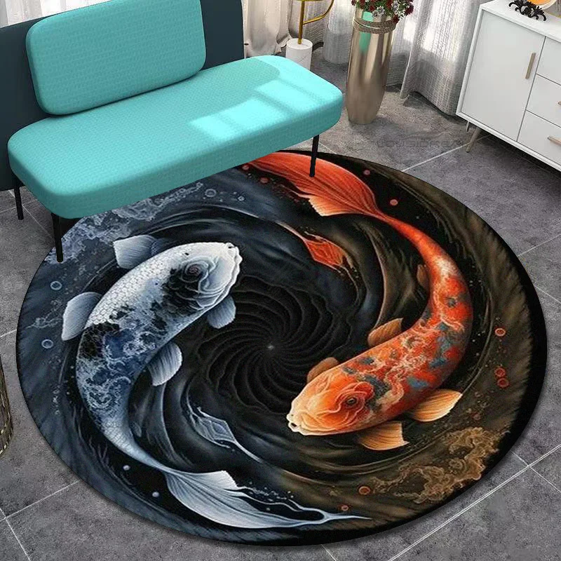 Круглый ковер с изображением дракона тигра леопарда животных Сплетницы