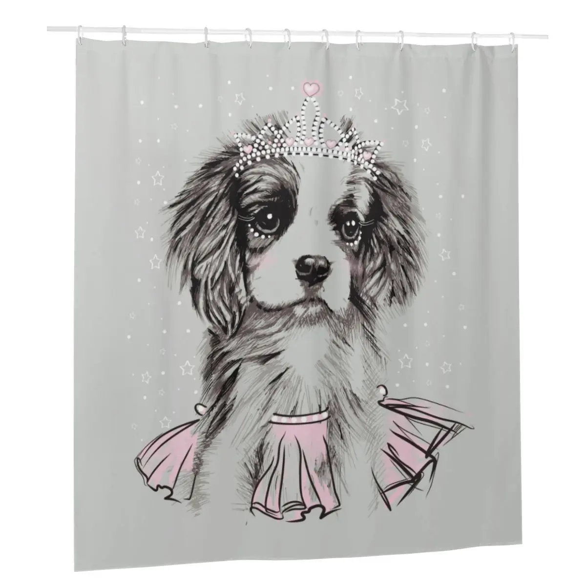 

Cavalier King Charles Spaniel Dog Shower Curtains Polyester Bath Curtain Gift for Animal Dogs Lover Gift Curtain for Bath