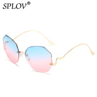 rimless sunglasses women fashion metal frame gradient lens sun glasses sexy lady blue pink eyewear trendy vintage shades uv400