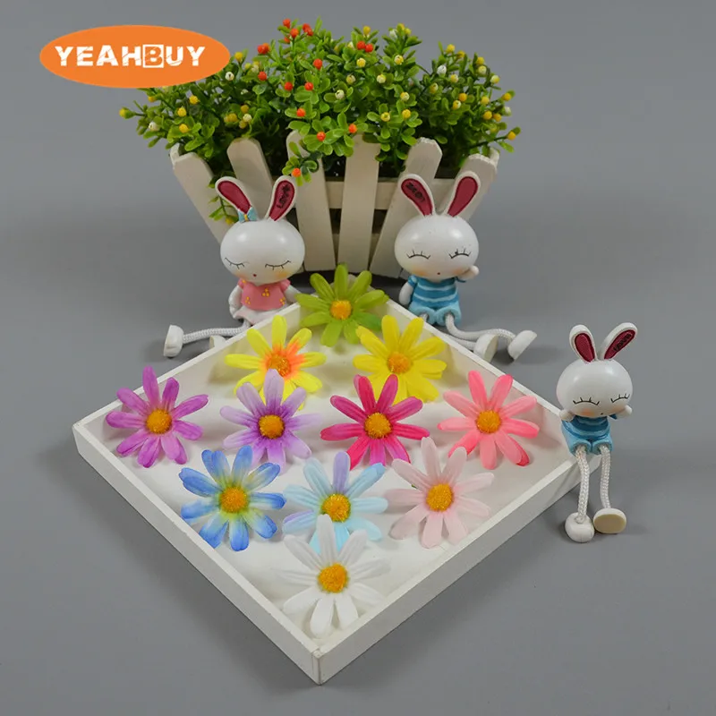 

20PCS 11colors 6cm Artificial silk daisy flower heads for diy hair hat accessory wrist corsage wreath garland wedding decoration