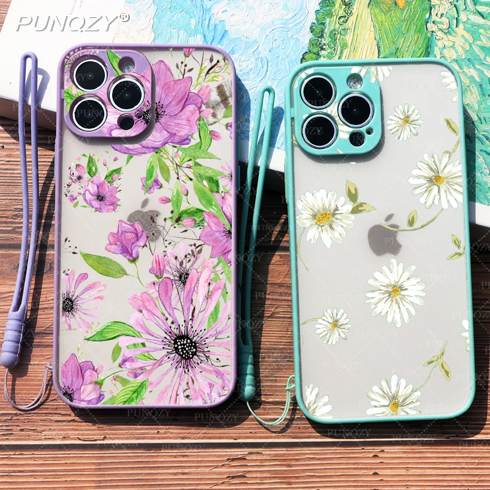 

Summer Flower Chrysanthemum Lavender Cute Phone Case For iPhone 14 12 MINI 13 PRO MAX 11 XR 7 6 Plus SE 2020 X XS Hard PC Cover