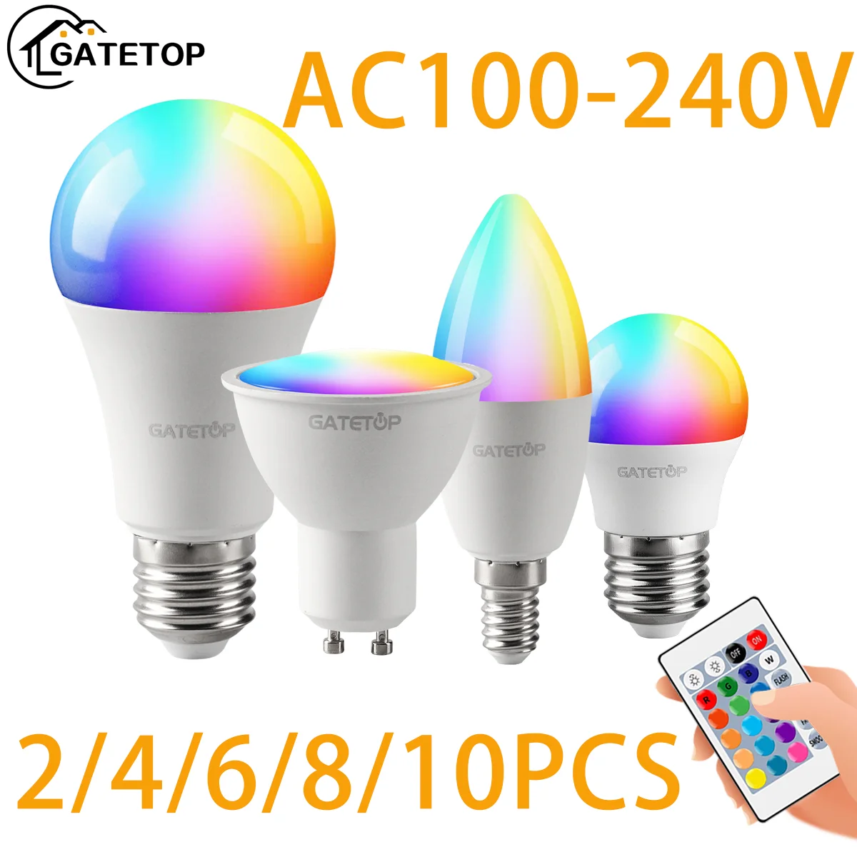 

LED RGB Lamp Spotlight Bulb E27 E14 GU10 B22 AC120 AC220V Bombillas LED 6W 10W IR Remote Control Led Smart RGBW Lamp Home Decor