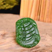 natural green jade godfish pendant necklace fashion jewelry hand carved sailboat charm amulet gifts accessories for women men