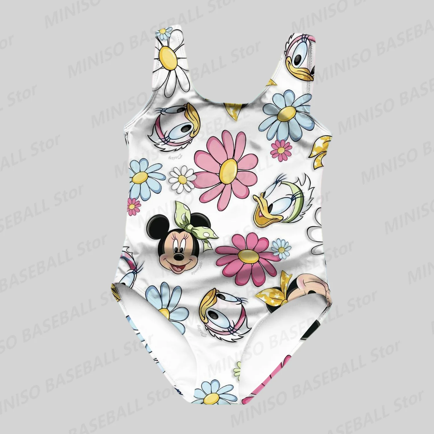 Летний Цельный Купальник С Цветочным Принтом Минни И Дональда Для Девочек —