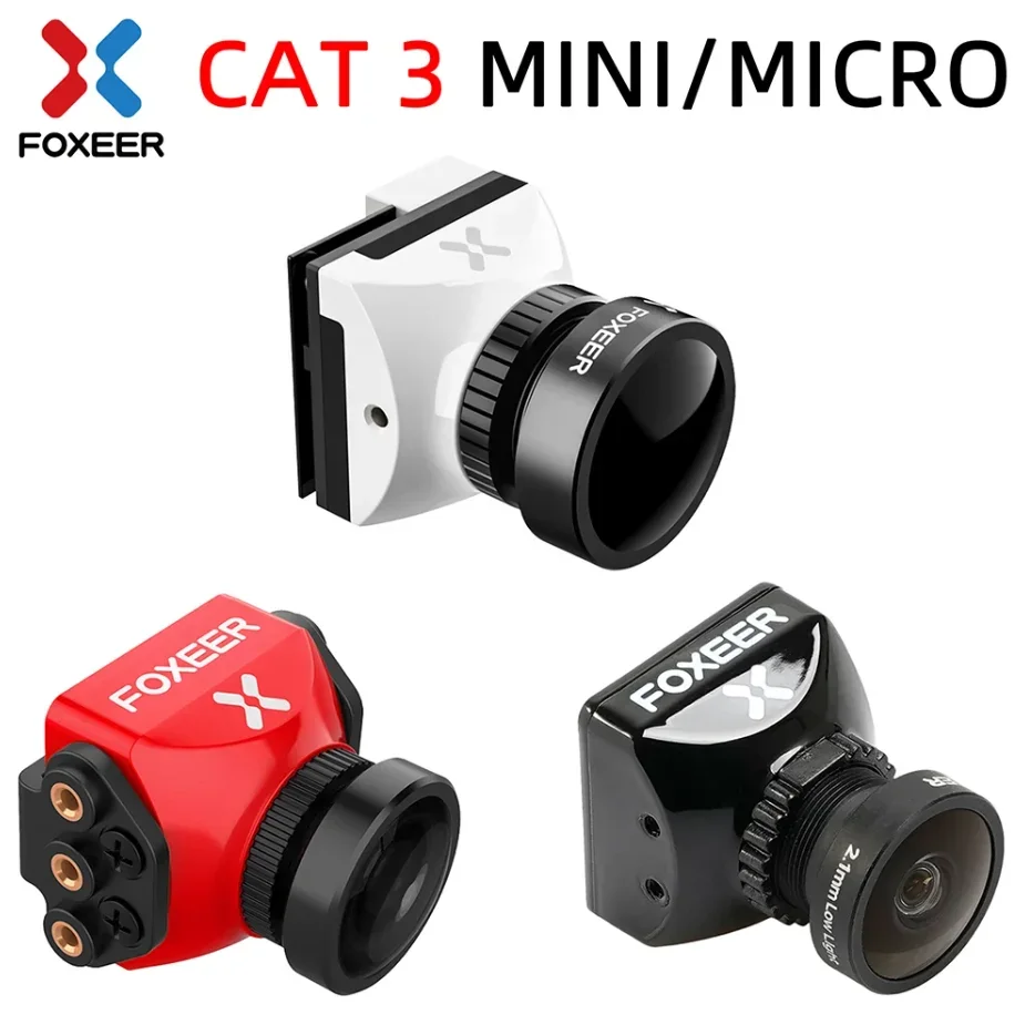 

Камера Foxeer Cat 3 Micro Mini FPV с низкой задержкой и низким уровнем шума, 1200TVL, 0.00001Lux, ночная камера FPV 2,1 мм, PAL/NTSC для радиоуправляемого гоночного дрона