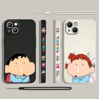 anime cute crayon shin chan for apple iphone 13 12 mini 11 pro xs max xr x 8 7 6s se plus liquid left rope silicone phone case