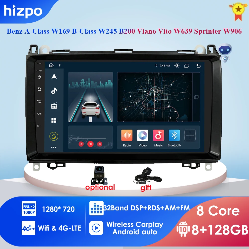 

Автомагнитола PX5, мультимедийная стерео-система на Android, для Mercedes Benz класса A, W169, B-Class, W245, B200, Viano, Vito, W639, Sprinter, W906, с GPS Навигатором, 4G