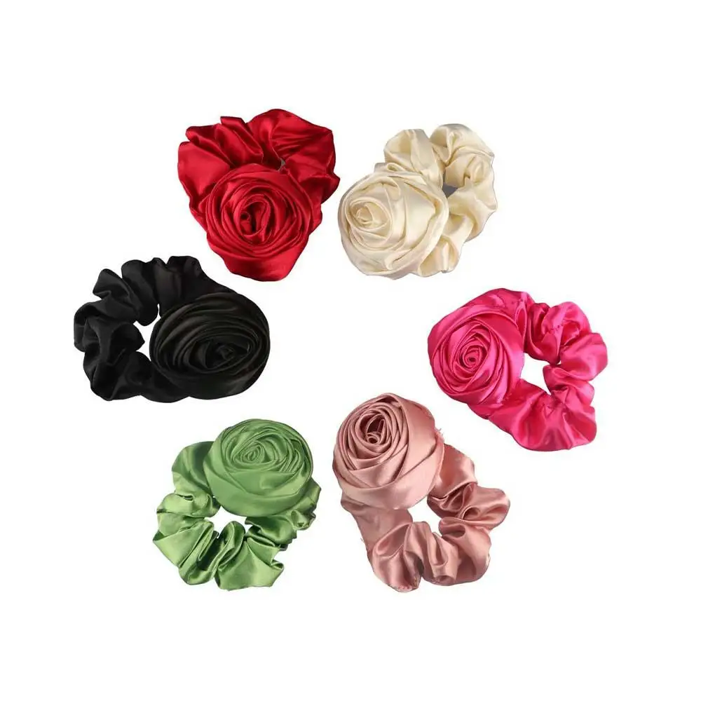 Large Intestine Hair Ring Girl Band Rose Rope Women Accessories Silk Satin Tie Korean Style Headwear