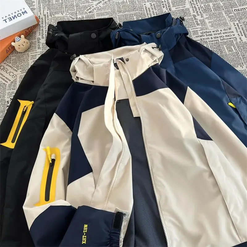 Мужская уличная куртка в американском стиле с цветными блоками весенне-осенняя