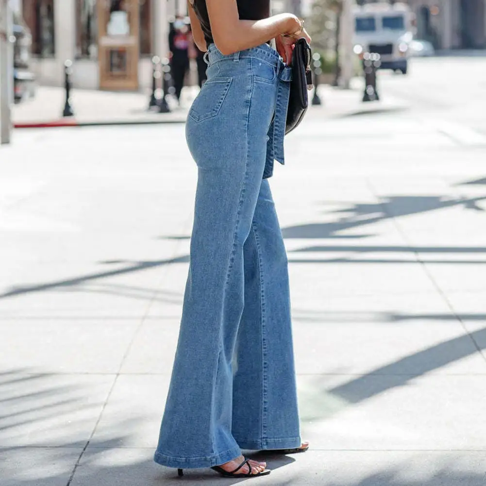 

Стильные женские джинсы с бантом, эластичные джинсовые брюки-клеш, джинсовые брюки, уличная одежда, джинсовые брюки