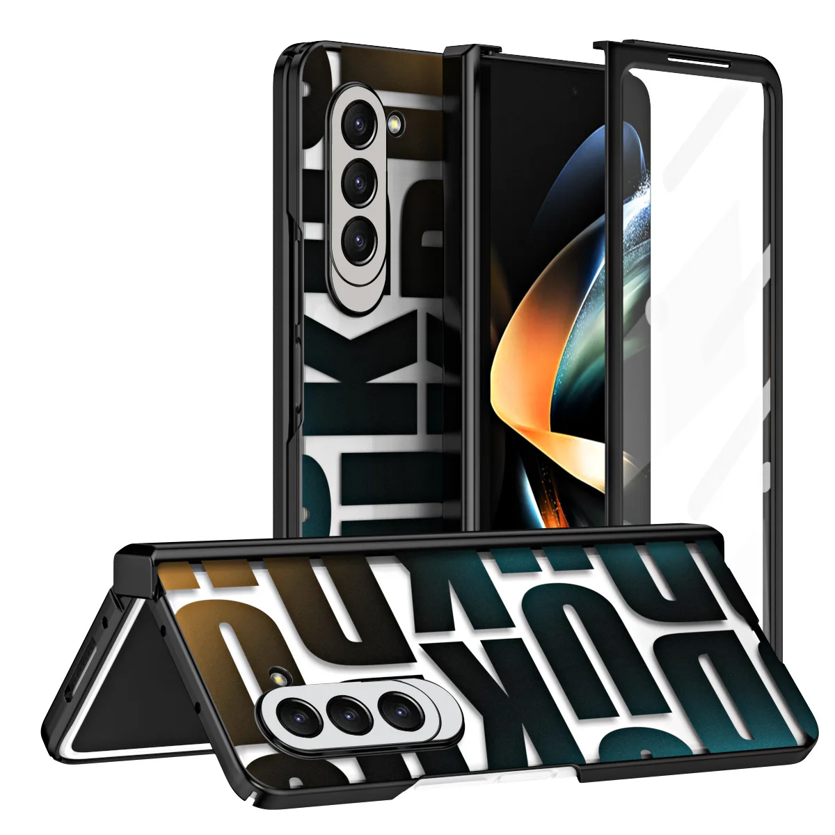 

Чехол для Samsung Galaxy Z Fold 5, задняя крышка Fold5 ZFold5, противоударный Модный чехол с покрытием из жесткого поликарбоната + закаленное стекло 2 в 1