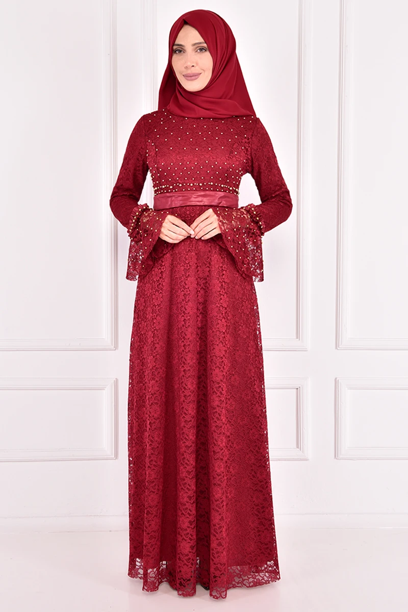 

Pearl Detail Dress Burgundy ASM12397
