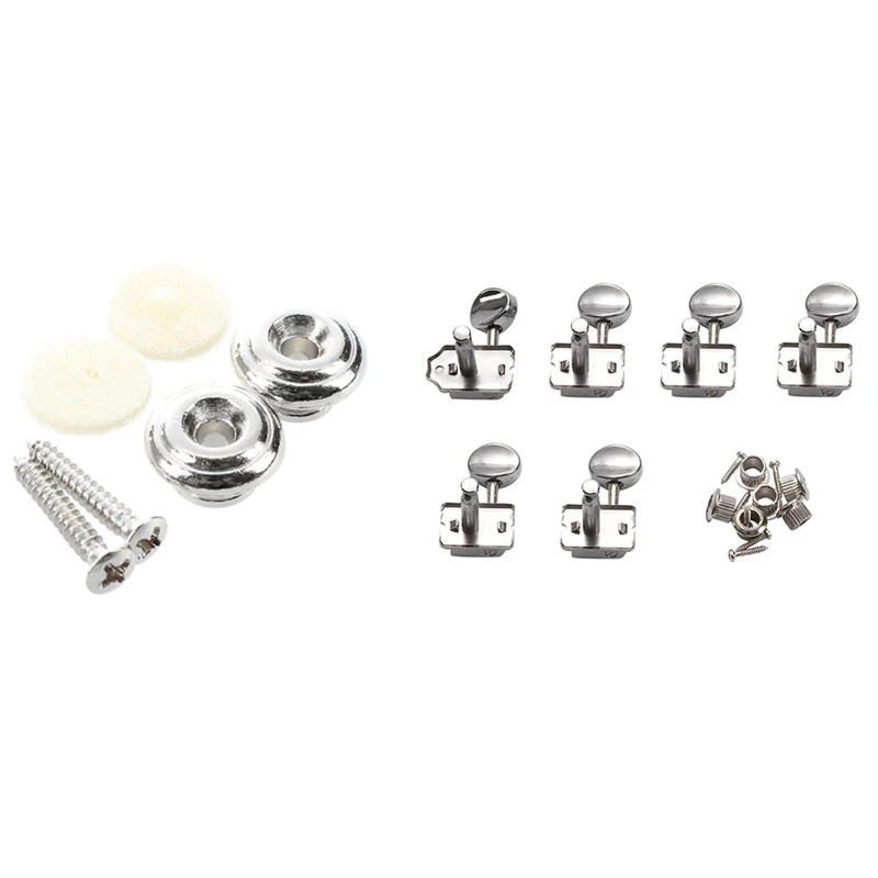

2Pcs Strap Button With Mounting Screw & 1 Set Guitar Machine Heads Tuners Locking String Tuning Key Pegs Tuners Set