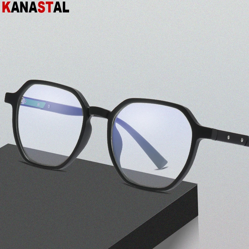 

New Women's Blue Light Blocking Glasses TR90 Polygon Eyeglasses Frame Fashion Computer Eyewear Anti Ray Men Myopia Glasses