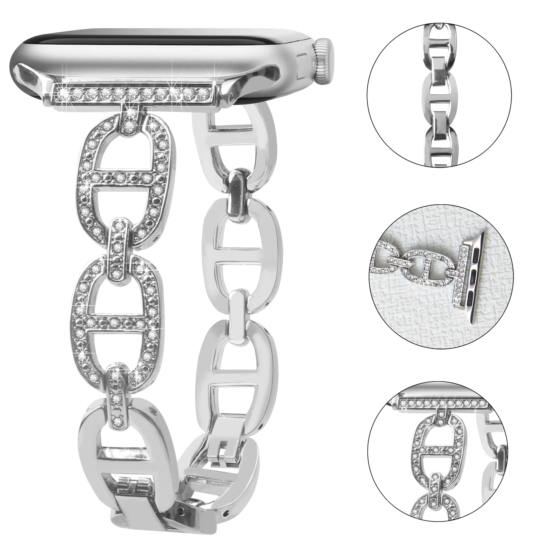 Watchband for Apple Watch Band 49mm 38mm 40mm 42mm 44mm Strap for iWatch Series 6/5/4/3/2/SE,Rhinestone Replacement Wristband