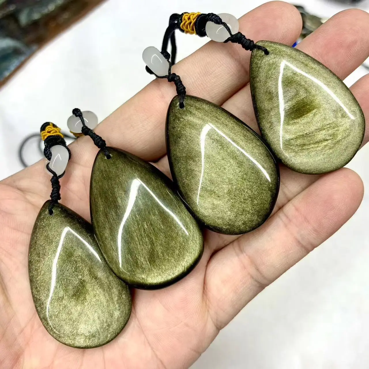 Ожерелье из золотистого обсидиана, подвеска из натурального драгоценного камня, ювелирные изделия, Подвеска для женщин и мужчин, для подарка, оптовая продажа!