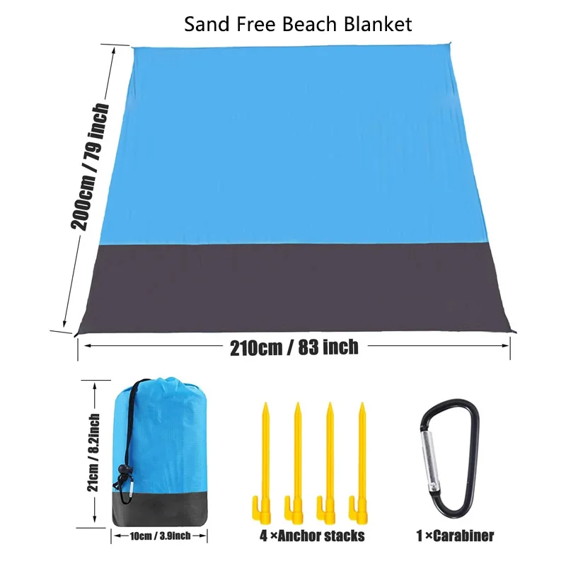 

Large Beach Towels Mat Anti Sand-free Beach Anti Sand Beach Blanket Oversized Pocket Picnic 4 Anchor Wind Prevent Sand Proof