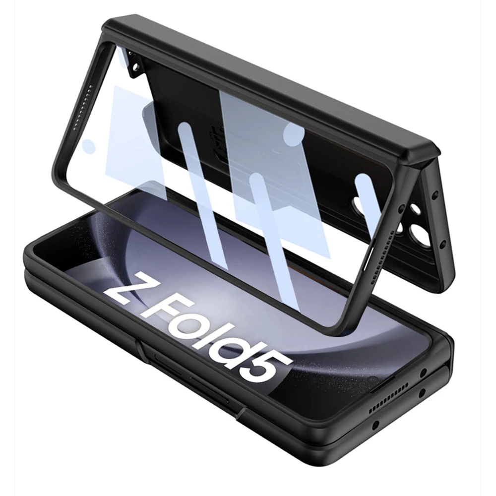 

Magnetic Hinge Protection Hard PC Shockproof Phone Cover for Samsung Galaxy Z Fold 5 Case with Screen Protector Bracket