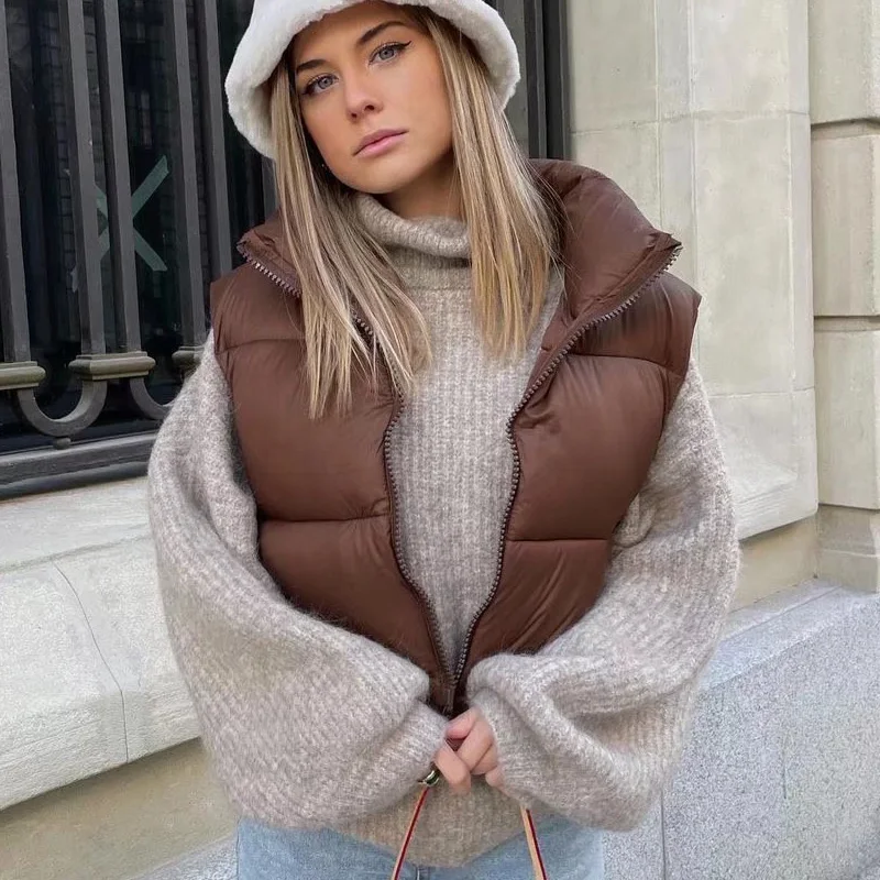 

Женский пуховой жилет без рукавов, повседневная стеганая безрукавка в стиле оверсайз, верхняя одежда для осени и зимы