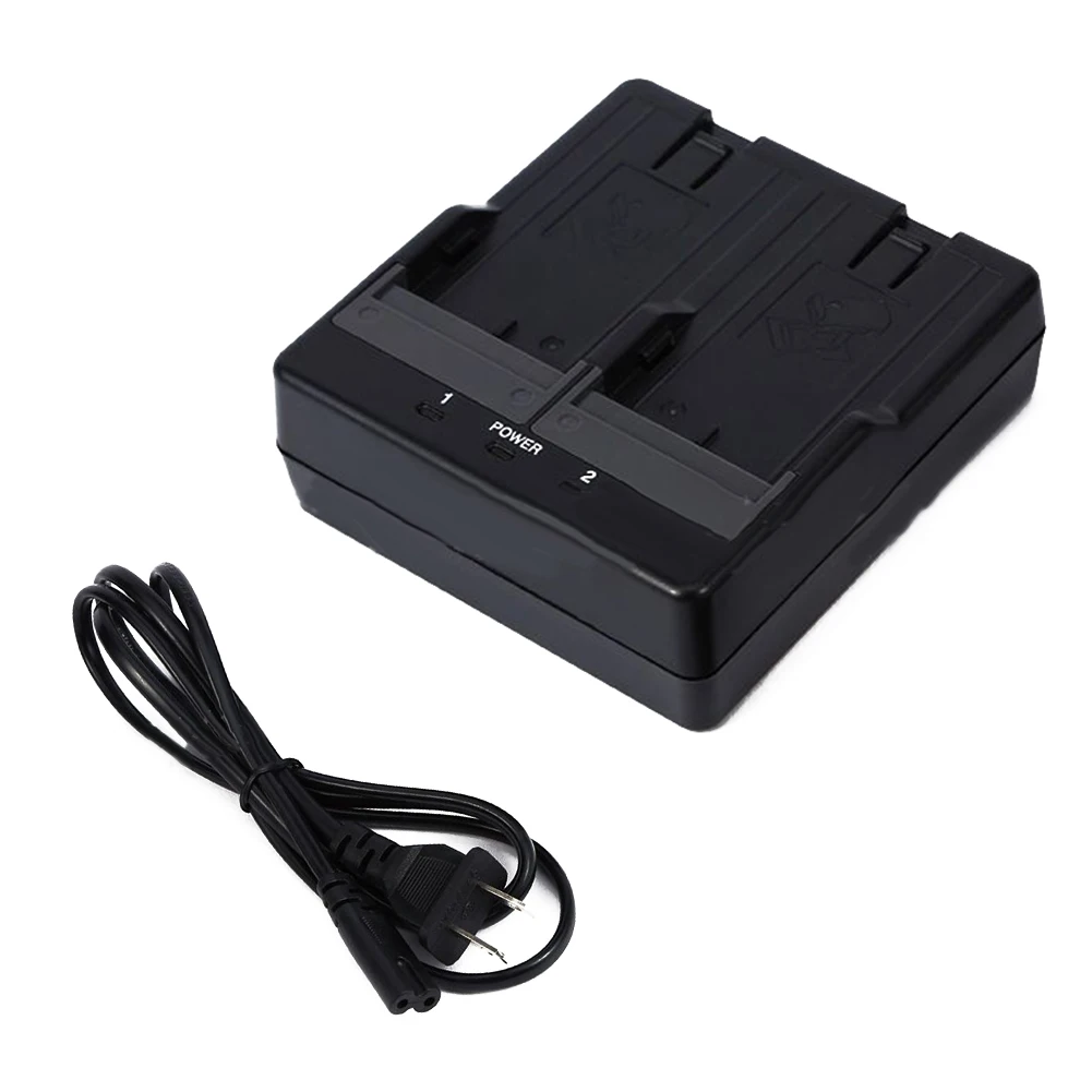 

2pcs Charger 110V-240V~50-60HZ 0.23A Black Dual Charger For Total Station W/ USB Cable Dual Card Slot Charging