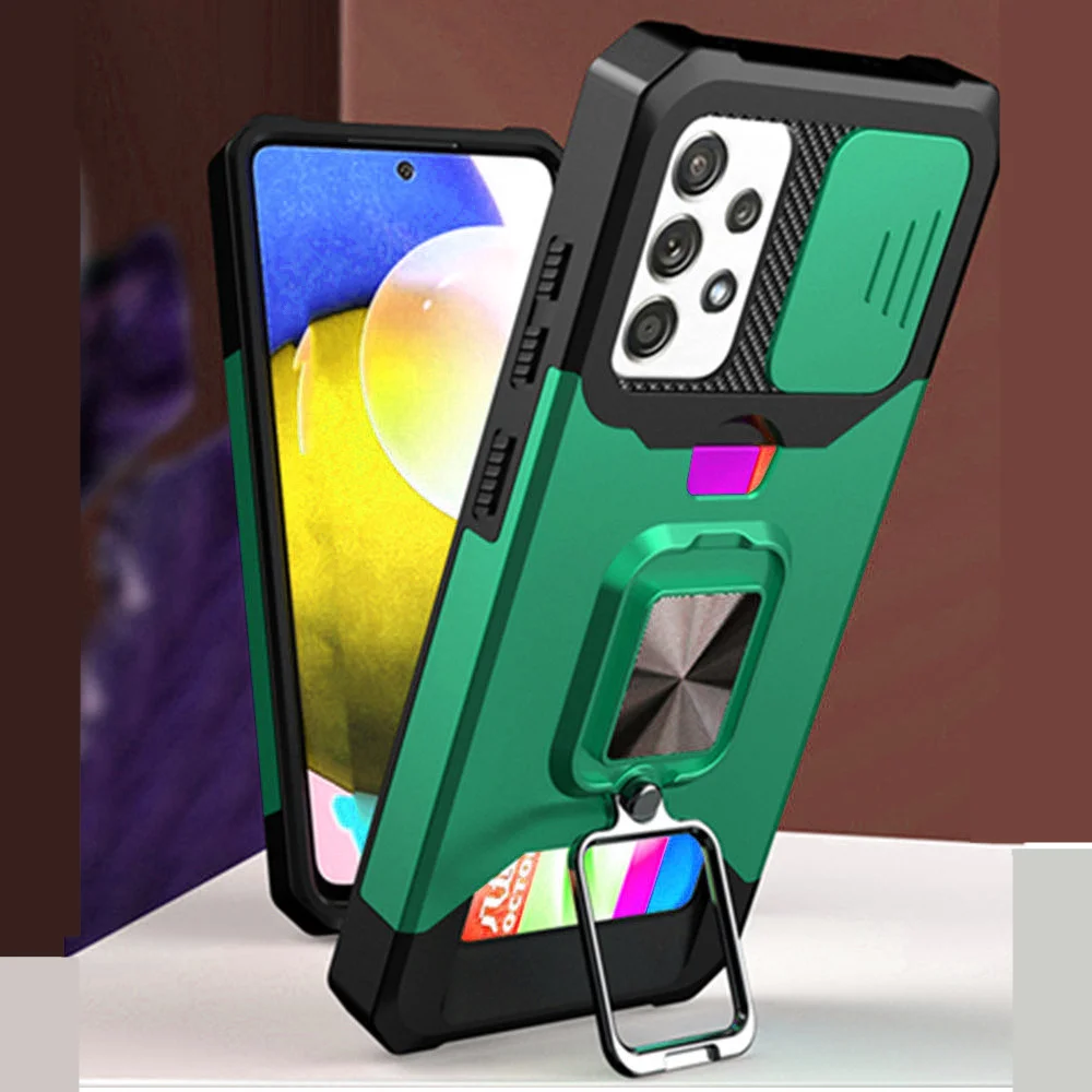 

For Samsung Galaxy A52 5G 4G Case Card Slot Bag Finger Ring Holder Stand Cover For Samsung A52 SM-A525F 6.5" Funda Galaxy A52