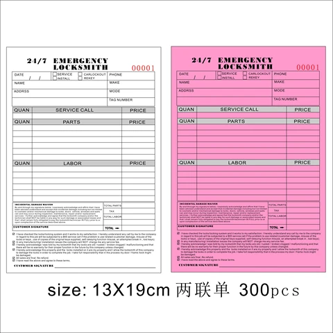 Custom print Size13X19cm Invoice books ,Carbonless receipt invoice book 300pcs ,include shiping by DHL Fedex to USA