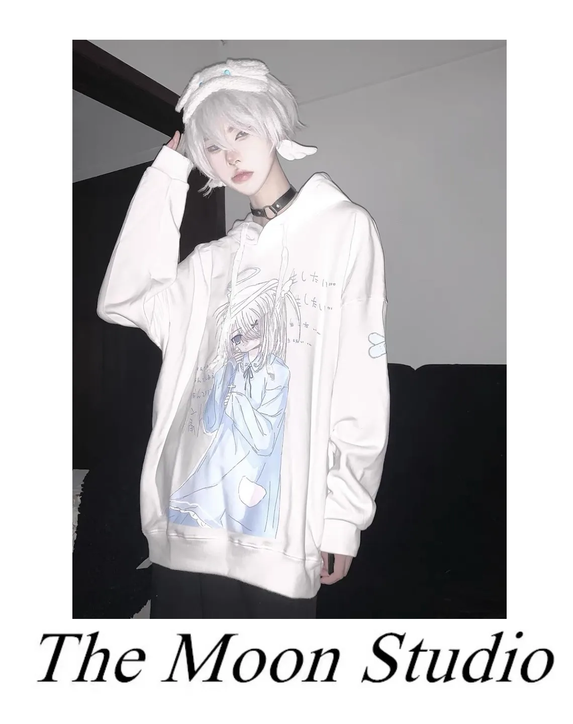 Новинка Осень-зима белая толстовка с капюшоном в виде ангельской девочки Женский