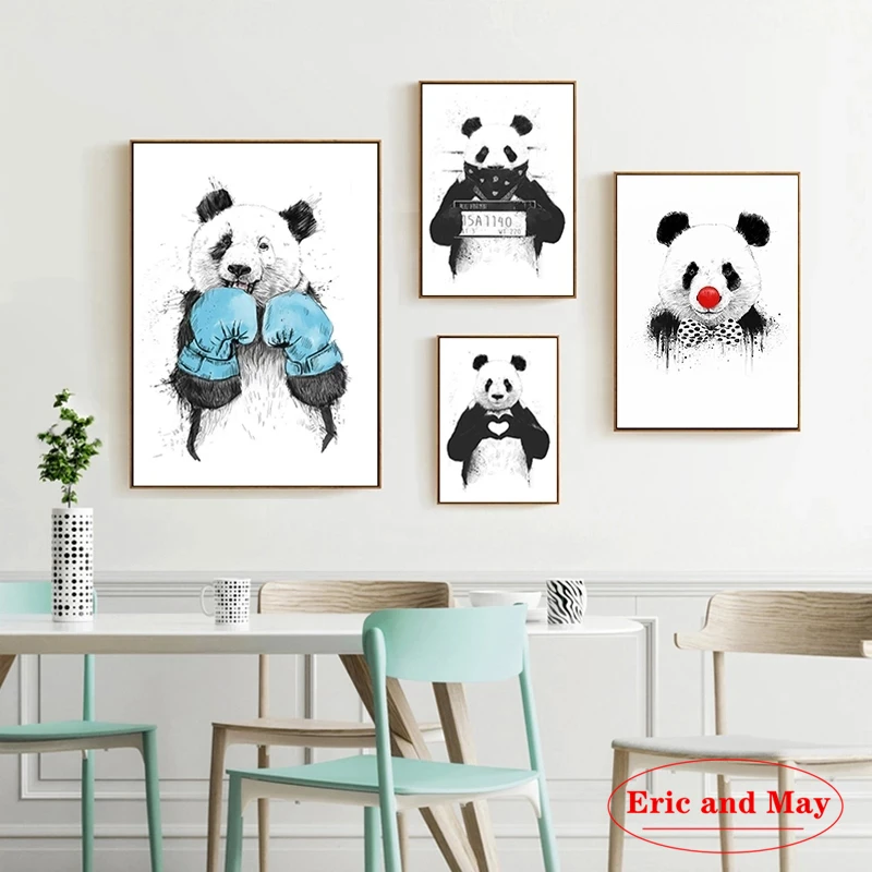 Абстрактная Картина на холсте с мультяшными животными современная настенная