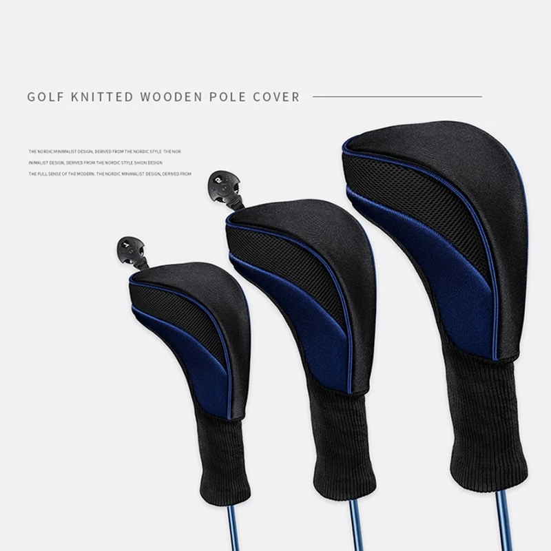 

Golf Club Set Head Set Wood Club Cover Breathable Mesh Fabric 1/3/5/ Cap Cover Head Cap Set Golf Parts