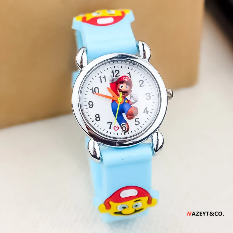 Часы детские электронные кварцевые в стиле Super Mario аниме экшн-фигурка Марио 3D