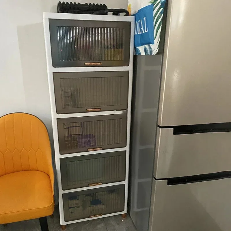 Современные пластиковые кухонные шкафы Раскладной шкаф стеллаж для хранения