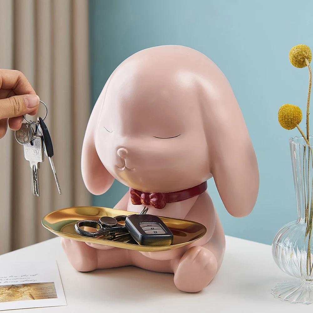 

Органайзер для конфет, Фигурка кролика, практичное украшение в виде милых животных для гостиной, настольные аксессуары, домашний полимерный поднос для ключей