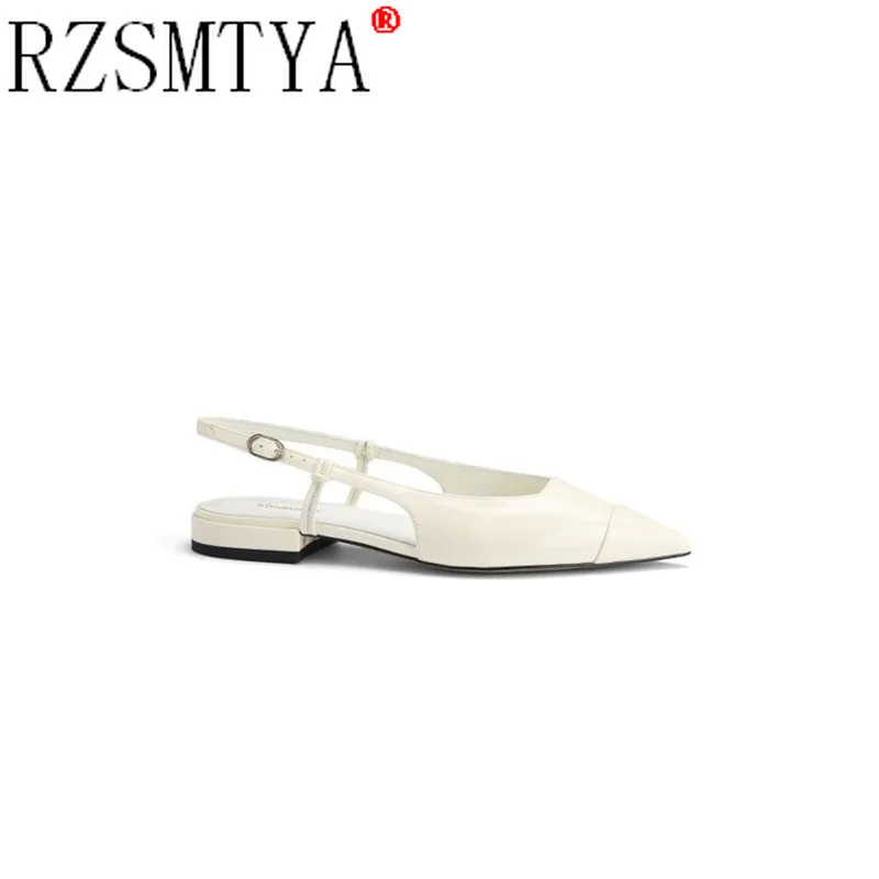 

Корейский дизайн ощущения нишевые туфли на плоской подошве с одним носком сандалии с ремешком сзади 2022 Весна Лето туфли с закрытым носком ж...