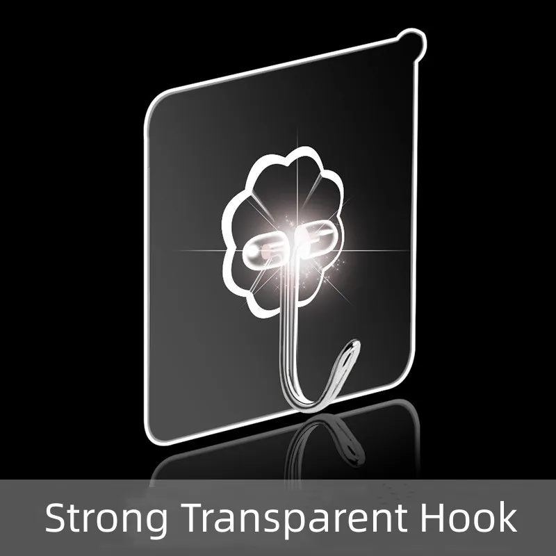 

Sale 5Pcs Transparent Stainless Steel Strong Self Adhesive Hook Key Storage Hanger for Kitchen Bathroom Door Wall Multi-Function