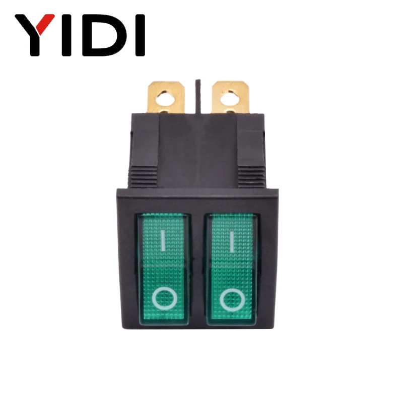 Пластиковый кулисный переключатель KCD6 с подсветкой двойная кнопка лодка 6