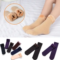 womens winter warm socks thicken thermal nylon cashmere solid color socks soft snow velvet boots floor sleep sock