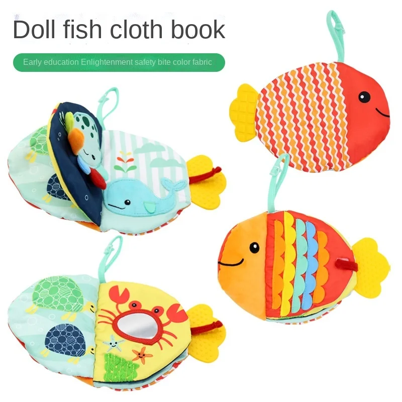 

Creative Small Fish Cloth Book Cartoon Washable Appease Enlightenment Sea Animals Doll For Baby Early Education Soothing Toys