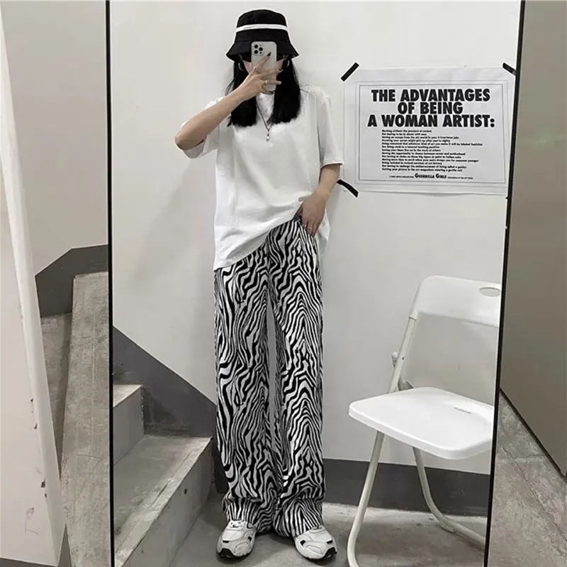 

Fashion Zebra Print Wide-Leg Pants Trousers Sexy High Waist Autumn Women's New Fashion Casual Women's Pants Streetwear
